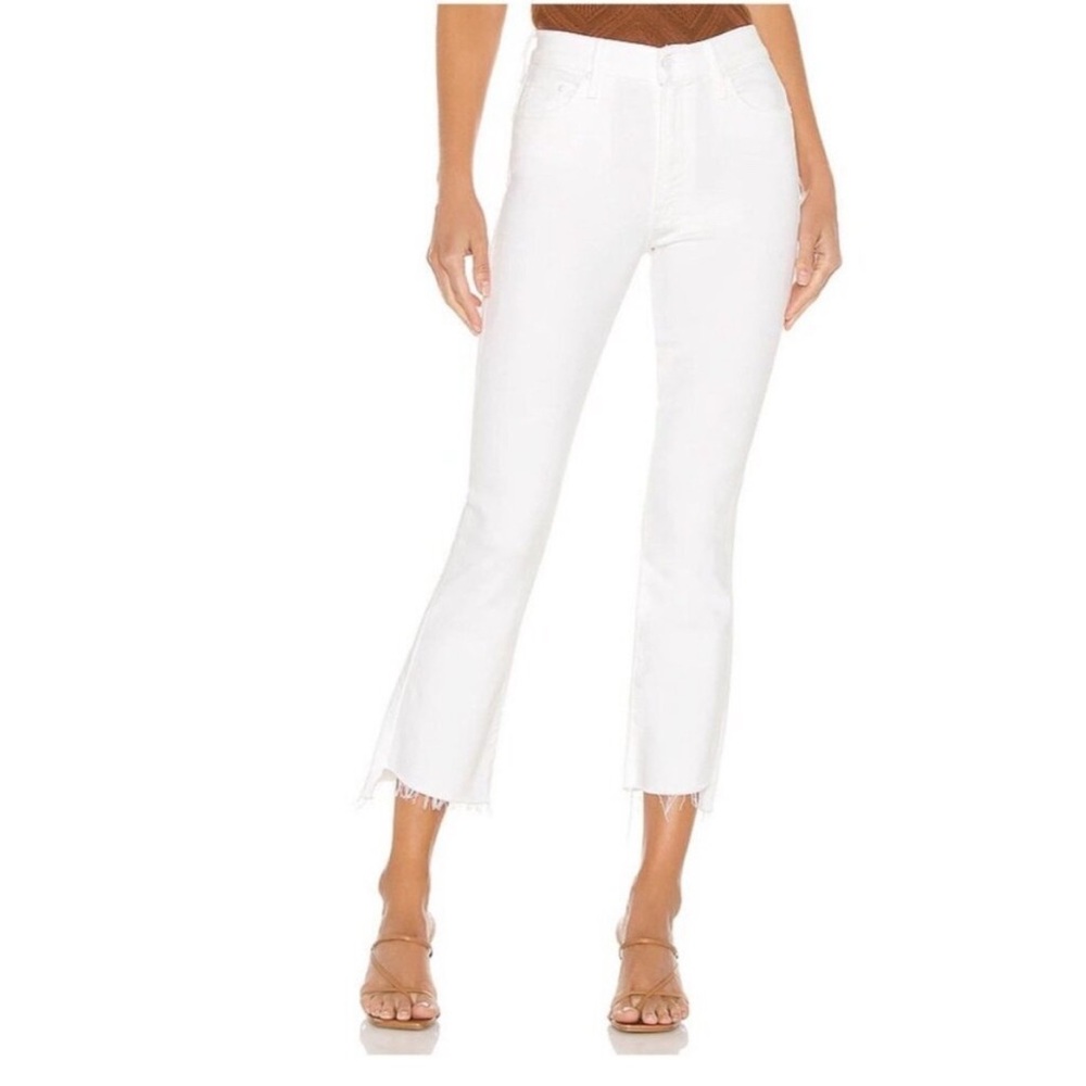 Mother Insider Crop Step Frey White Jeans